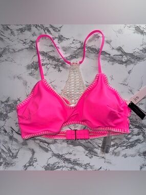 Victoria’s Secret Hot Pink & Crochet Bikini Top